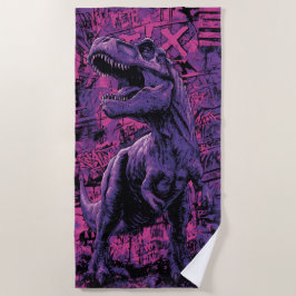 Toalla De Playa Ilustración urbana de dinosaurio con grafiti de T-
