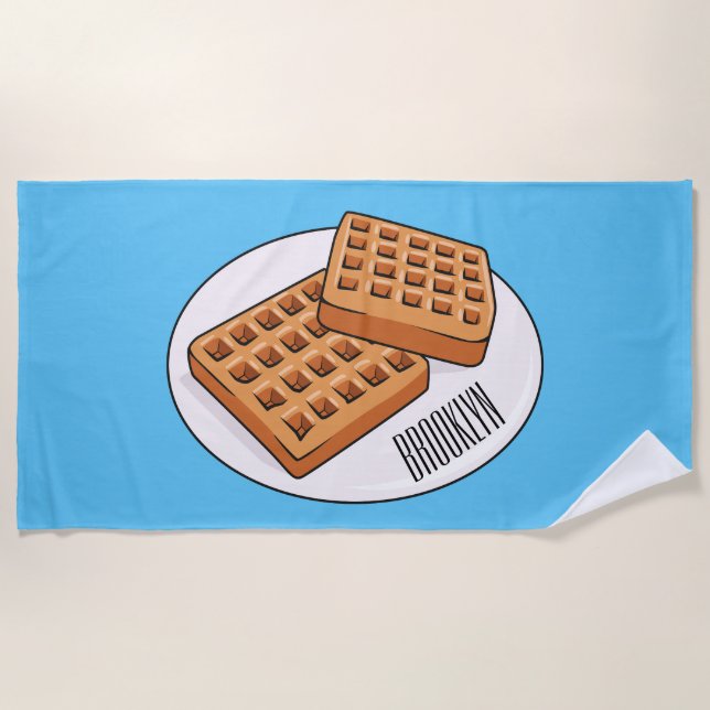 Toalla De Playa Ilustracion Waffle personalizado (Anverso)