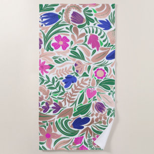 Toalla De Playa Ilustraciones de hojas florales de Rosa doradas co