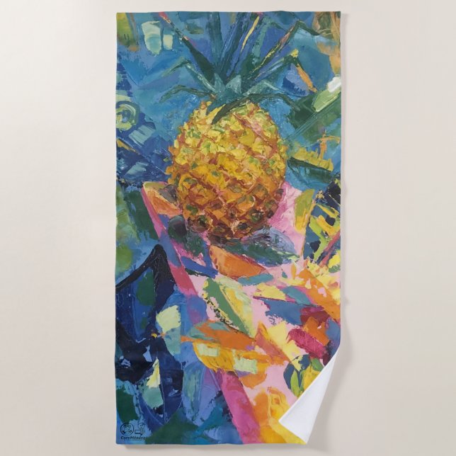 Toalla De Playa  Imagen de mi obra Piña (Anverso)