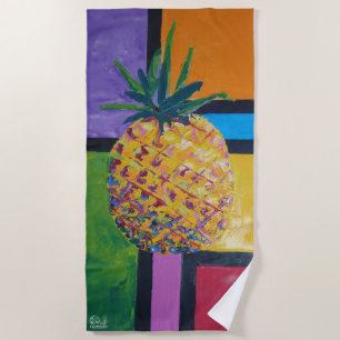 Toalla De Playa Imagen de mi obra Piña. Serie