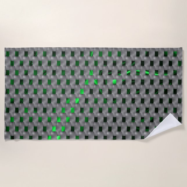 Toalla De Playa Imagen verde bajo placas grises, cuadrados oblongo (Anverso)