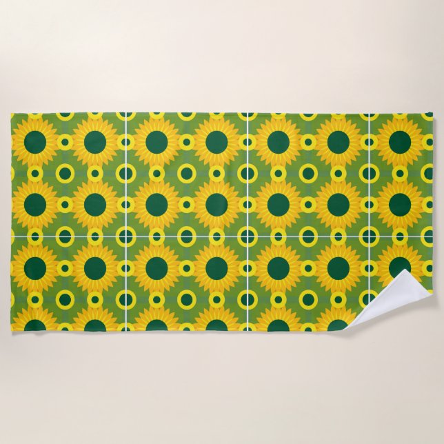 toalla de playa impresa con girasol (Anverso)