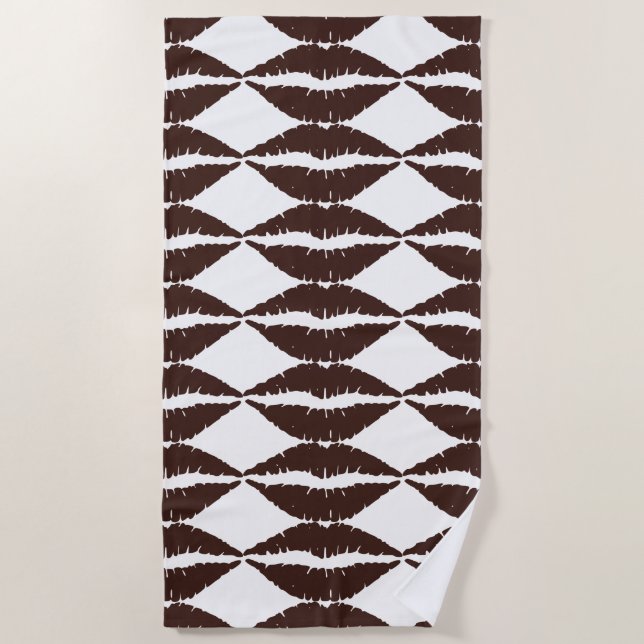 Toalla De Playa Impresión de lápiz labial marrón chocolate (Anverso)
