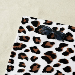 Toalla De Playa Impresión de leopardo blanco
