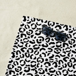 Toalla De Playa Impresión de Leopardo Blanco Negro