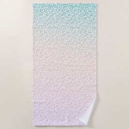 Toalla De Playa Impresión de Leopardo Blanco Púrpura Girly Mint Pe