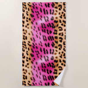 Toalla De Playa Impresión de leopardo de crema rosado Girly