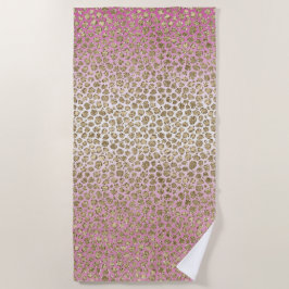 Toalla De Playa Impresión de Leopardo de Oro Rosa