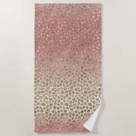 Toalla De Playa Impresión de leopardo Glitz Purpurina Ombre Rosa