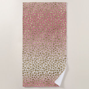 Toalla De Playa Impresión de leopardo Glitz Purpurina Ombre Rosa