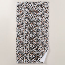 Toalla De Playa Impresión de Leopardo Negro de Peach blanco