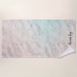 Toalla De Playa Impresión de leopardo plateado de crema de crema d