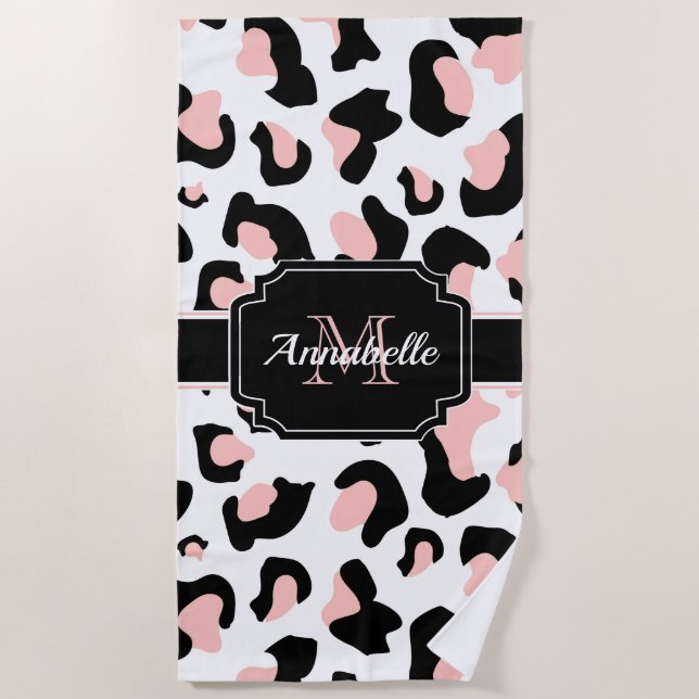 Toalla De Playa Impresión de leopardo rosa (Anverso)