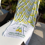 Toalla De Playa Impresión de limón | Citrus Bachelorette Weekend<br><div class="desc">¡Las toallas de soltera perfectas para tu fiesta CITRUS! Nuestras toallas de playa de la fiesta nupcial con imprenta de limón son la manera perfecta para que su equipo reciba toda la atención por donde usted y sus gales vayan. Agregue la redacción de su personalizado a este diseño utilizando los...</div>