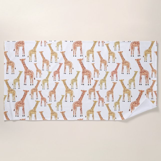 Toalla De Playa Impresión del safari de la jirafa (Anverso)