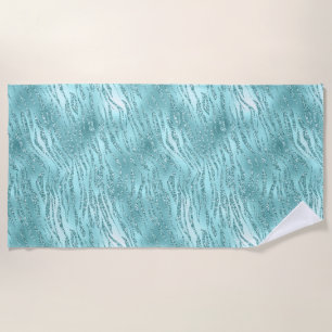 Toalla De Playa Impresión Glitzy Mint Zebra