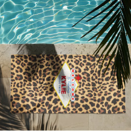 Toalla De Playa Impresión personalizada de leopardo de Rótulo de V