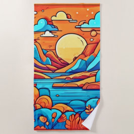 Toalla De Playa Impresionante bosque caricaturista arcoiris