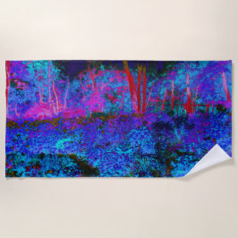Toalla De Playa Impresionante paisaje azul oscuro y jardín rojo
