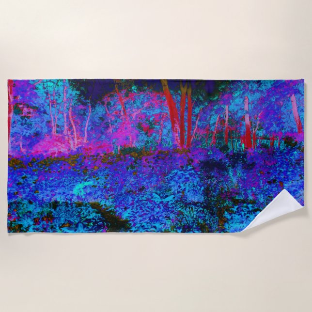 Toalla De Playa Impresionante paisaje azul oscuro y jardín rojo (Anverso)