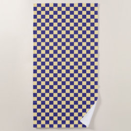 Toalla De Playa Indigo and butter checkerboard pattern