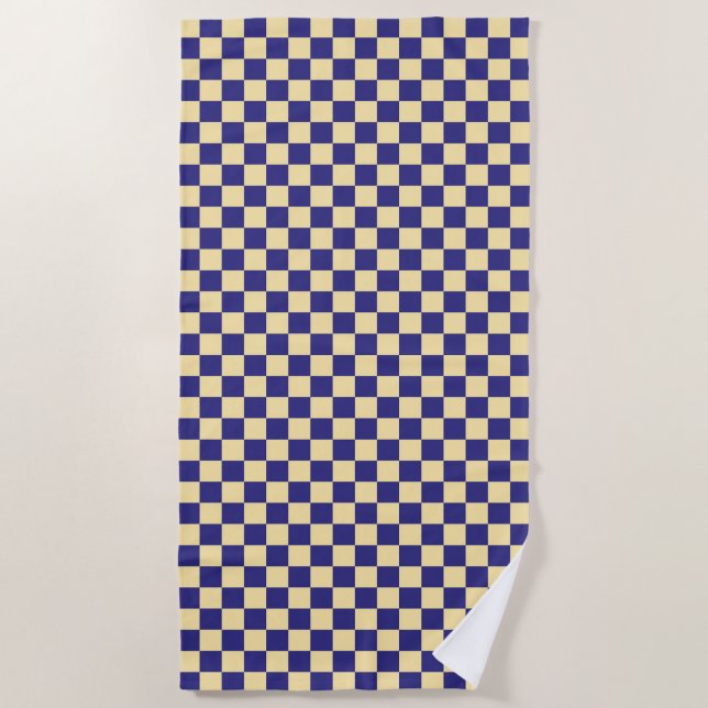 Toalla De Playa Indigo and butter checkerboard pattern (Anverso)