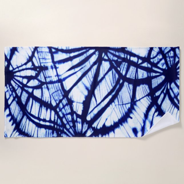Toalla de playa Indigo Shibori Tie Dye (Anverso)