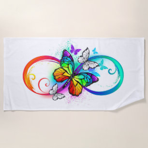 Toalla De Playa Infinidad brillante con la mariposa arcoiris