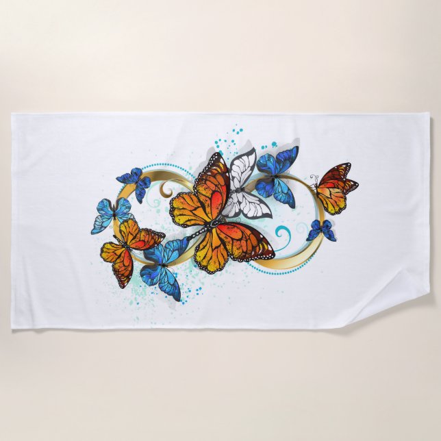Toalla De Playa Infinidad de Mariposas Monarca (Anverso)
