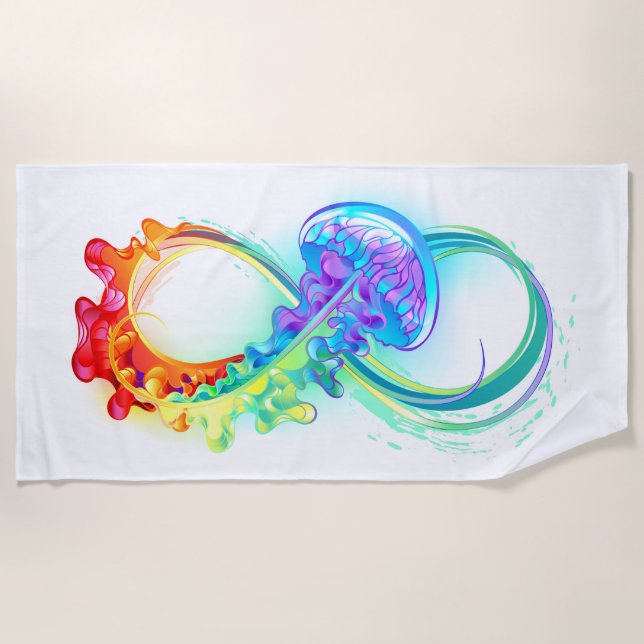 Toalla De Playa Infinity with Rainbow Jellyfish (Anverso)
