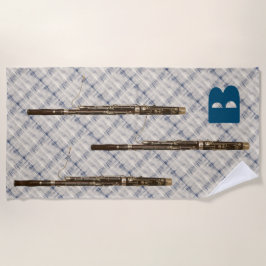 Toalla De Playa Inicial blanca azul del personalizado de la tela