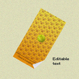 Toalla De Playa Iniciales personalizado patrón de tenis naranja am