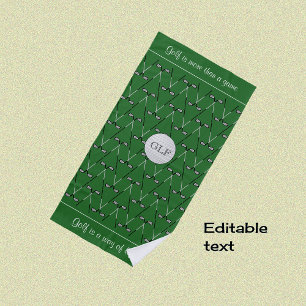 Toalla De Playa Iniciales personalizado texto con patrones verde