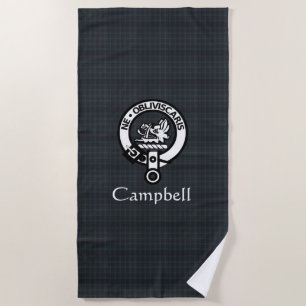 Toalla De Playa Insignia Escudo Campbell y Tartán escoceses