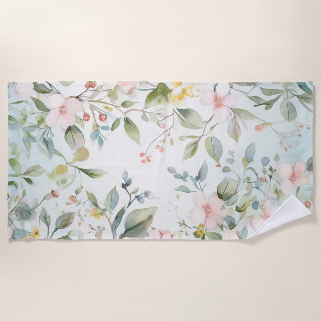 Toalla De Playa inspirado en flores de manzana (Anverso)