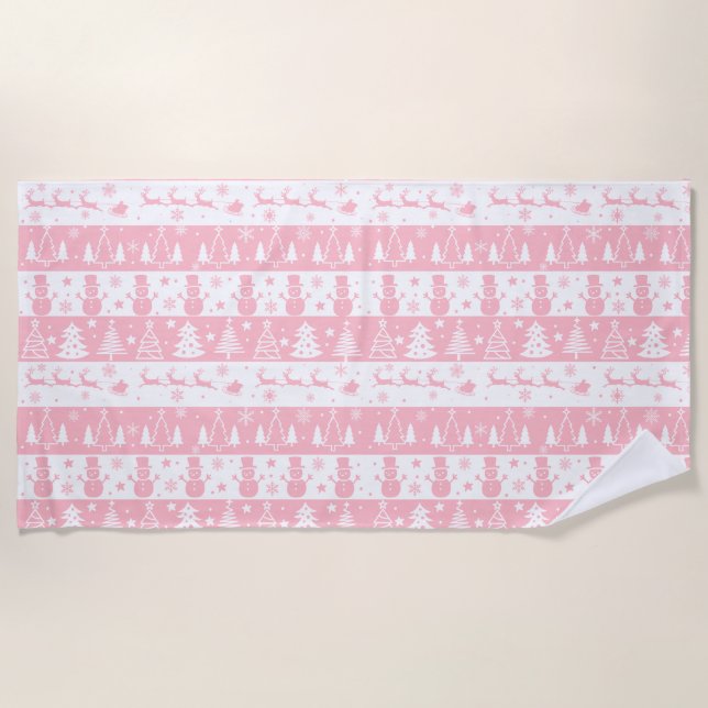 Toalla De Playa Invierno de los Navidades rosados (Anverso)