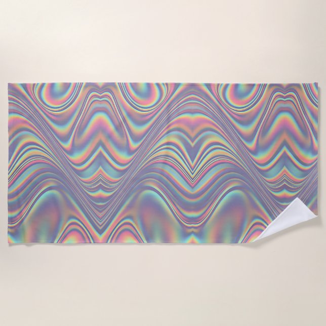Toalla De Playa Iridescent Holographic Swirl Texture (Anverso)