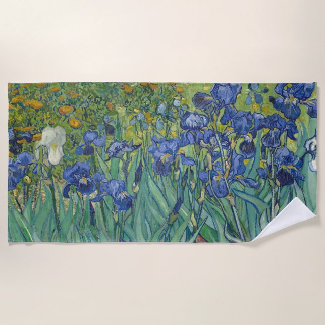 Toalla De Playa Irises, Floral Oil Painting, Vincent Van Gogh (Anverso)