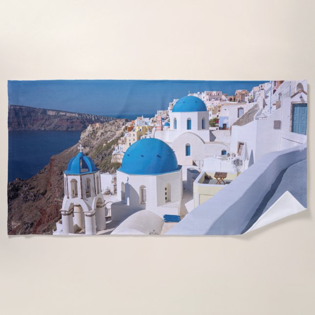 Toalla De Playa Isla Santorini, Grecia (Anverso)