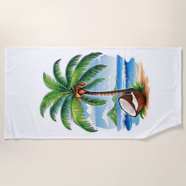 Toalla De Playa Isla Tropical de Árbol de Coco (Anverso)