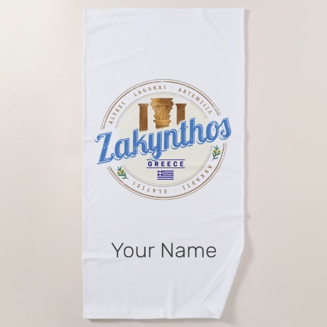 Toalla De Playa Isla Zakynthos Grecia Vacaciones recuerdo de época (Anverso)