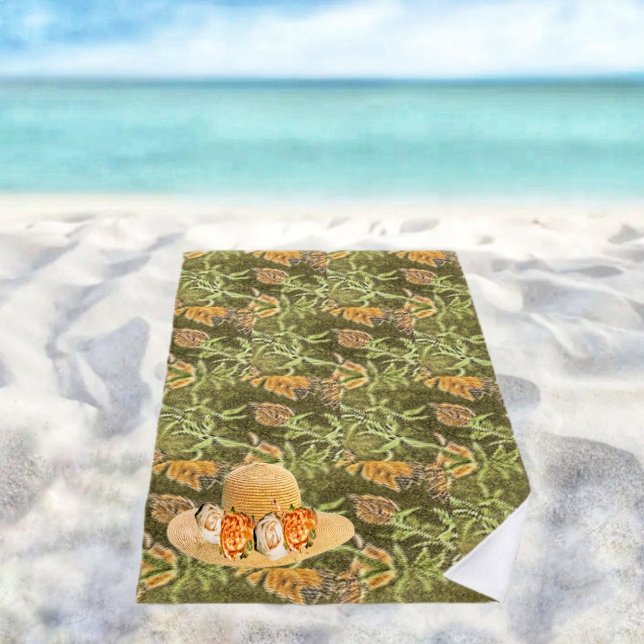 Toalla De Playa Island Browns (This Island Browns Beach Towel design, resembles the tropical flora, on the islands!)