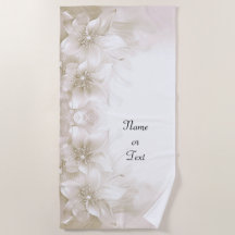 Ivory White Flowers Beach Towel