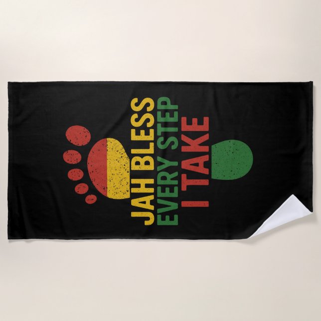 Toalla De Playa Jah Bendice Cada Paso que doy Rasta (Anverso)