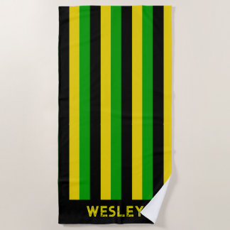 Toalla De Playa Jamaican Flag Colored Black Yellow Green Striped