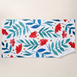 Toalla De Playa Jardín mágico - rojo y turquesa