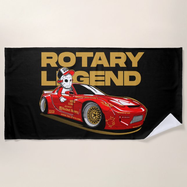 TOALLA DE PLAYA JDM RED ROTARY DRIFT LEGEND (Anverso)