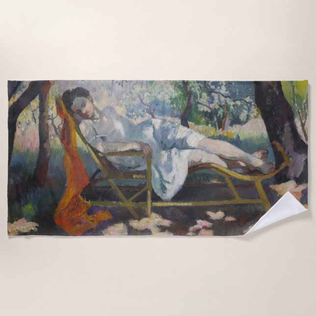 Toalla De Playa Jeanne descansa en un hermoso jardín mediterráneo (Anverso)