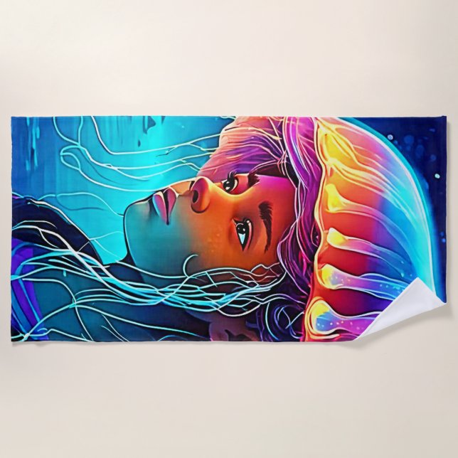 Toalla De Playa Jellyfish Chica Art (Anverso)